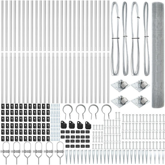 vidaXL Galvanized Concertina Wire Fencing Set Silver 50m