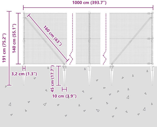 vidaXL Drahtgeflecht Gray 1.4x10m