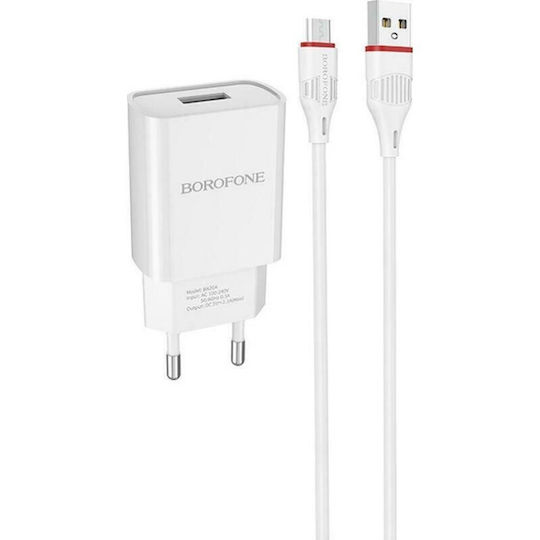 Borofone Charger with 2 USB-A Ports and Cable micro USB Whites (BA58A)