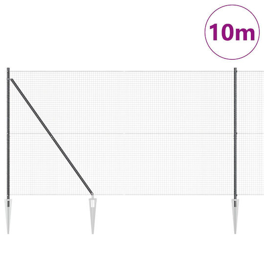 Vidaxl Set of Metal Fence Posts Set of 2 Grey Metal Plastic