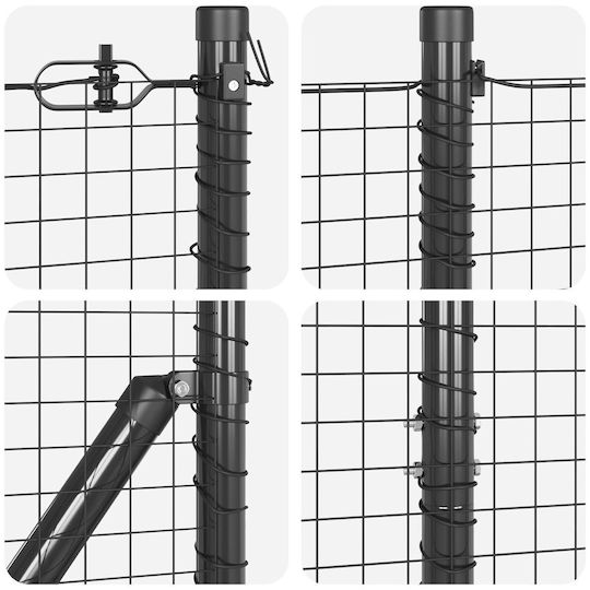 Vidaxl Set of Metal Fence Posts Set of 2 Grey Metal Plastic