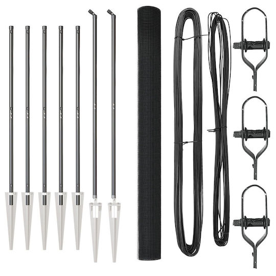 Vidaxl Set of Metal Fence Posts Set of 2 Grey Metal Plastic