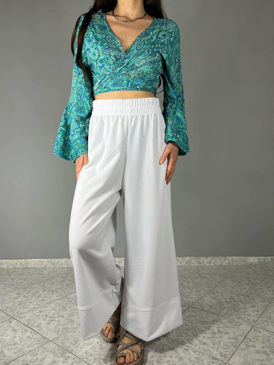 Women's Trousers with Rubber Band White