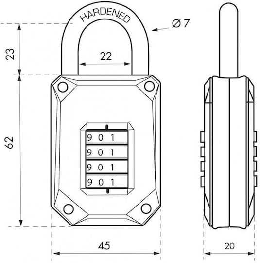 Thirard Steel Padlock Brass Combination 45mm 1pcs