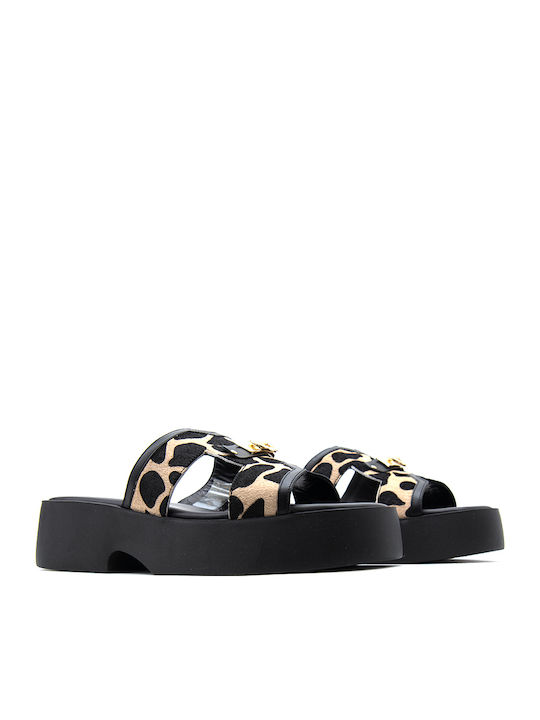 Leather Women's Flat Sandals Black