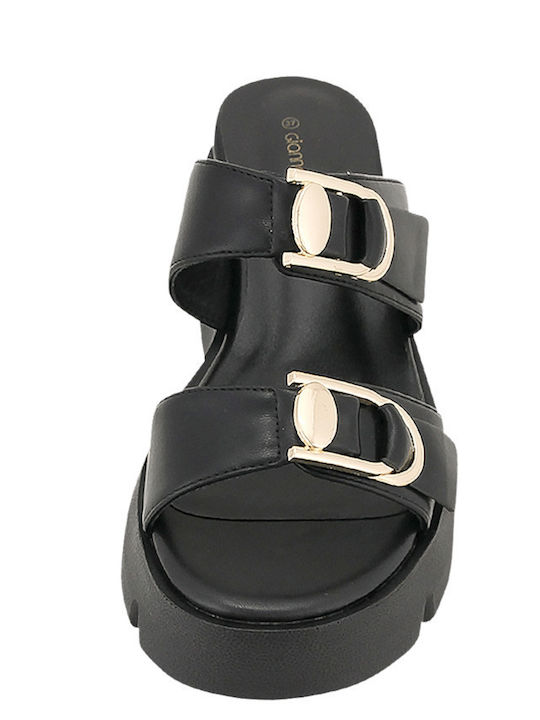 Fuende Women's Leather Platform Shoes Black