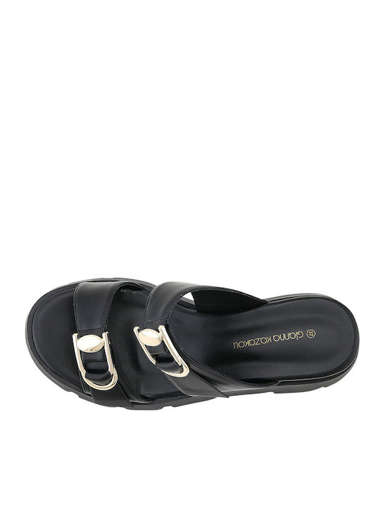 Fuende Women's Leather Platform Shoes Black