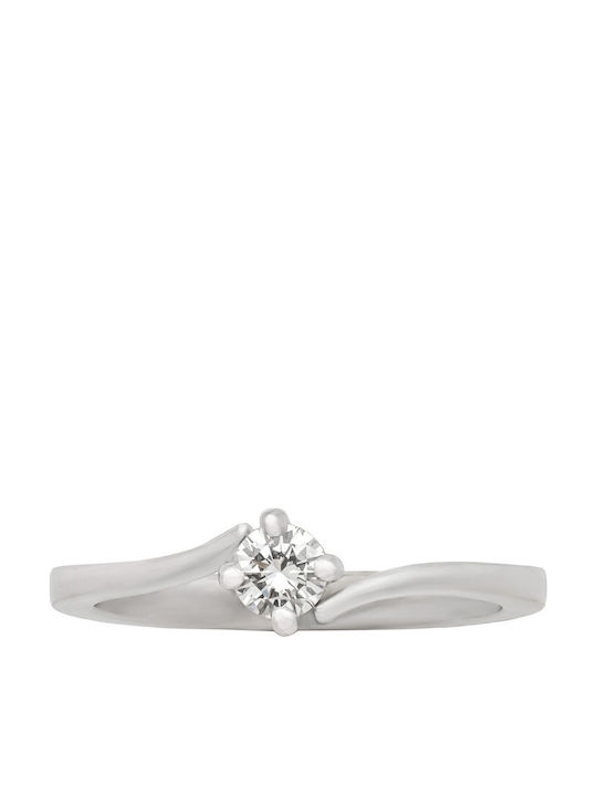 Savvas Design Einzelner Steinring aus Weißgold 18K