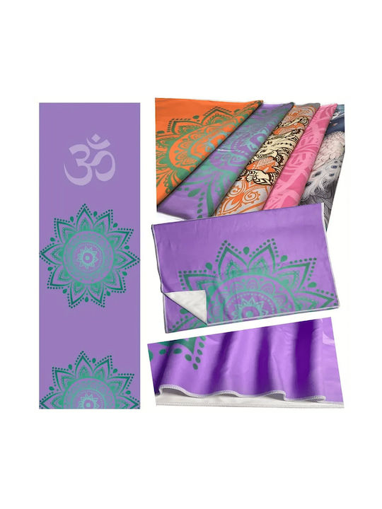 Anti-Slip Yoga Towel Purple Om XL 183x63cm
