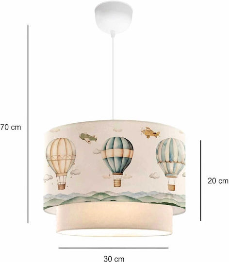 GloboStar Kids Fabric Single Ceiling Light E27 Ballon Multicolour 30x70cm