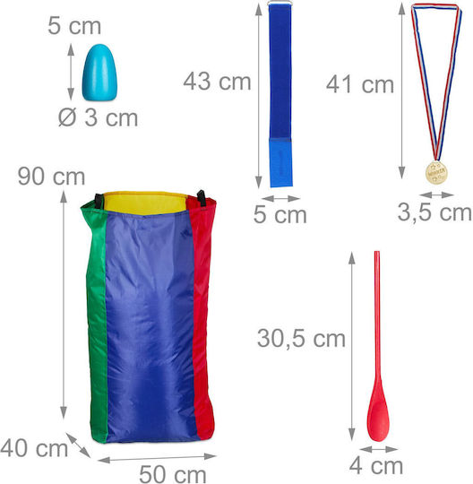 Jocuri în aer liber pentru copii 4 saci de sărit 4 linguri 4 ouă decorative din lemn 4 curele 24 medalii multicolore