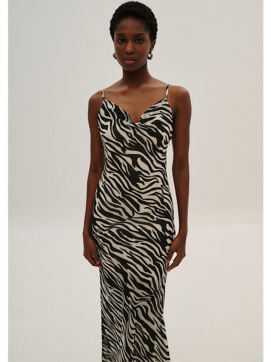 Summer Maxi Dress for Wedding and Christening White-Black