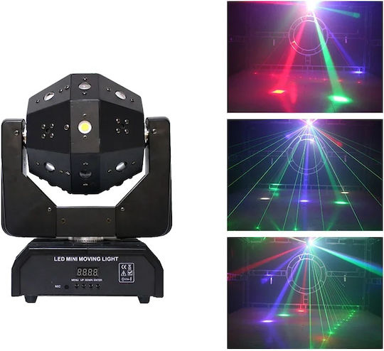 Lumină LED Mini Moving Head Ball 3-în-1 Laser Beam Strobe Roller Efecte 120W Putere