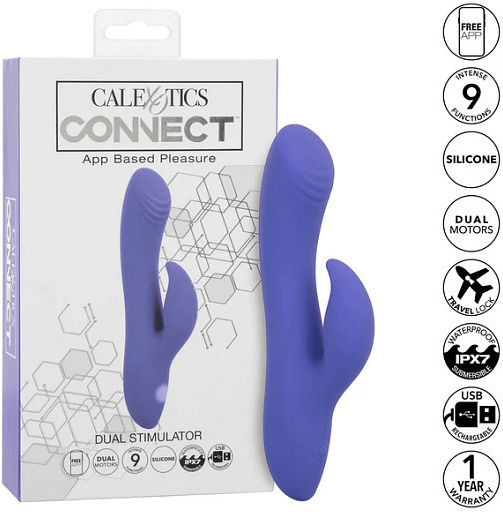 Calexotics Calex Connect Dual Stimulator Clitoral Stimulation G Spot Vibrator 2-in-1 Dual Vibrator App Purple