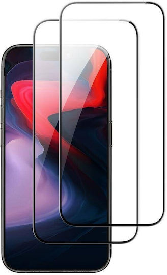 Wozinsky Vollkleber Vollflächig gehärtetes Glas 2Stück Schwarz (iPhone 15 Pro Max)