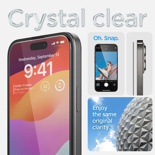 Spigen Glas.Tr 0.3mm Vollflächig gehärtetes Glas Schwarz (iPhone 15)
