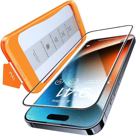 Torras Full Face Tempered Glass Μαύρο (iPhone 15 Pro Max)