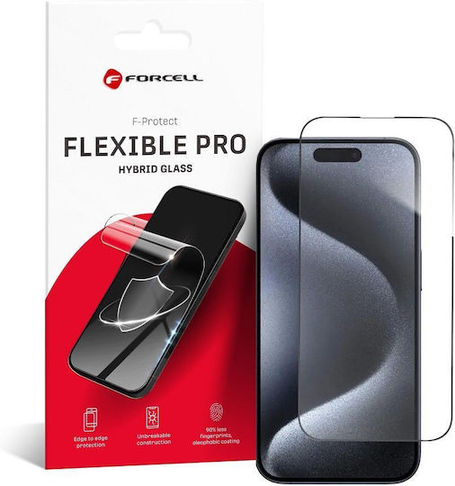Forcell Flexible Nano Glass 5D Закалено стъкло Черен (iPhone 15 Pro)