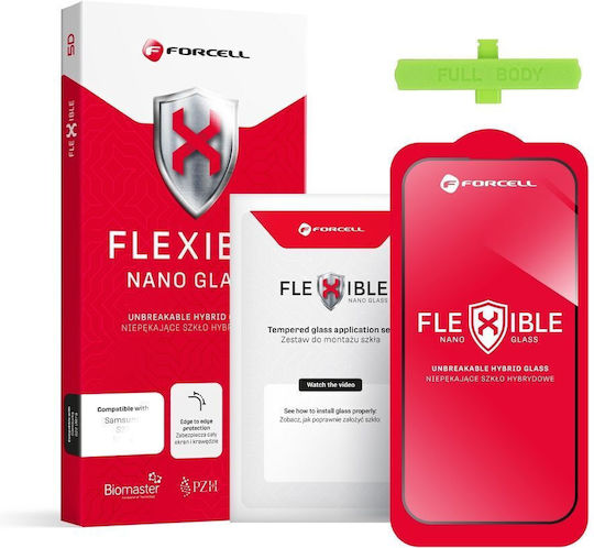 Forcell Flexible Nano Glass 5D Закалено стъкло Черен (iPhone 15 Pro)