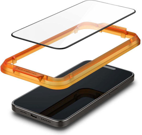 Spigen Glass tR AlignMaster 0.3mm Full Face Tempered Glass 2τμχ Μαύρο (iPhone 15)