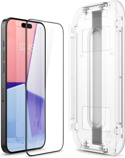 Spigen Glas.Tr Vollflächig gehärtetes Glas Schwarz (iPhone 15 Pro Max)
