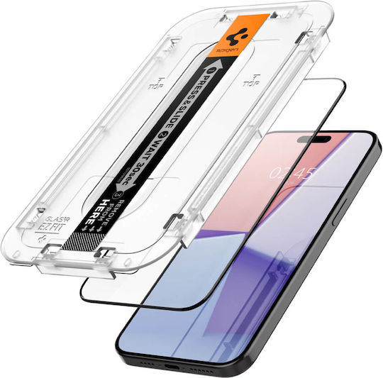 Spigen Glas.Tr Vollflächig gehärtetes Glas Schwarz (iPhone 15 Pro Max)