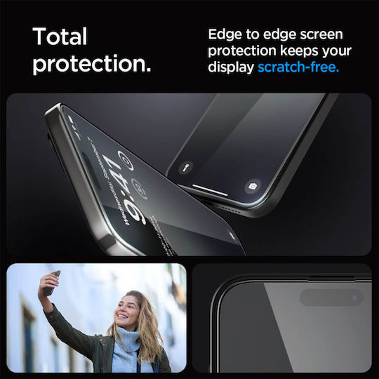 Spigen Glas.Tr Vollflächig gehärtetes Glas Schwarz (iPhone 15 Pro Max)