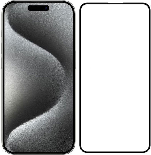 Nuon 3D Vollflächig gehärtetes Glas Schwarz (iPhone 15 Pro)