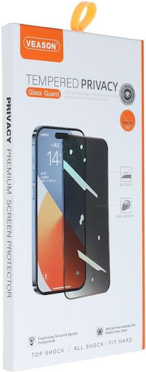 Veason Privacy Full Face Tempered Glass Μαύρο (iPhone 15)