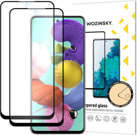 Wozinsky Vollkleber Vollflächig gehärtetes Glas 2Stück Schwarz (Galaxy A51)