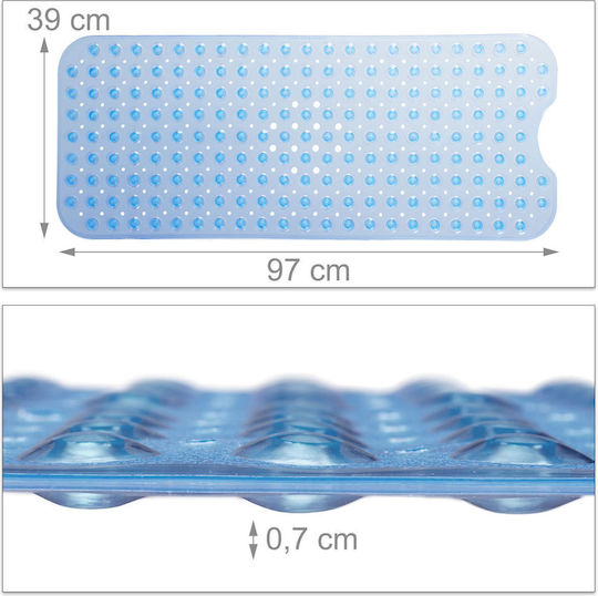 Relaxdays Antiderapant pentru cadă cu ventuze Albastru 39x97εκ.