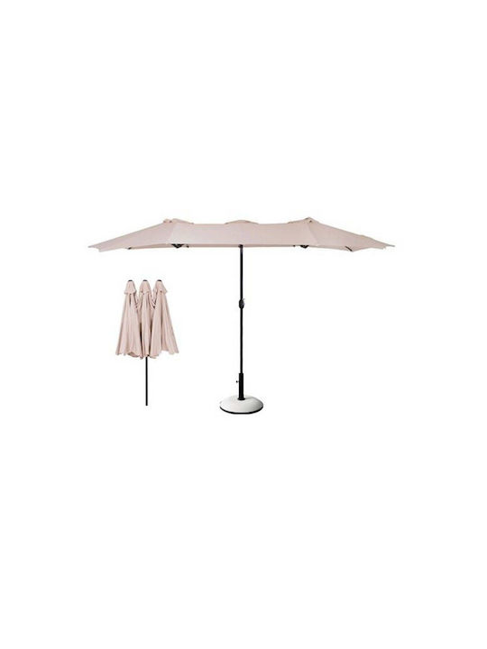 Oval Garden & Terrace Floor Metal Round Parasol Beige