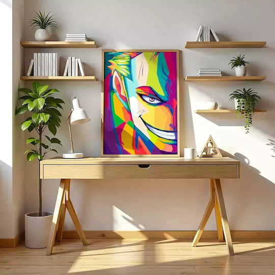 Poster One Piece Zoro An040a 40cm X 50cm Ramă din Lemn Negru