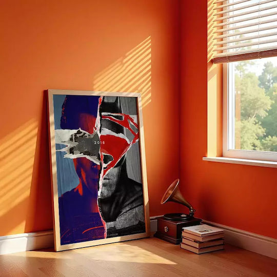 Poster Superman Vs Batman Mv004 21cm X 30cm Black Wooden Frame