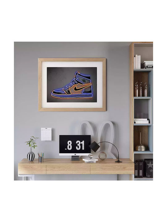 Poster Neon Sneakers Snk143 30cm X 40cm Natural Wooden Frame