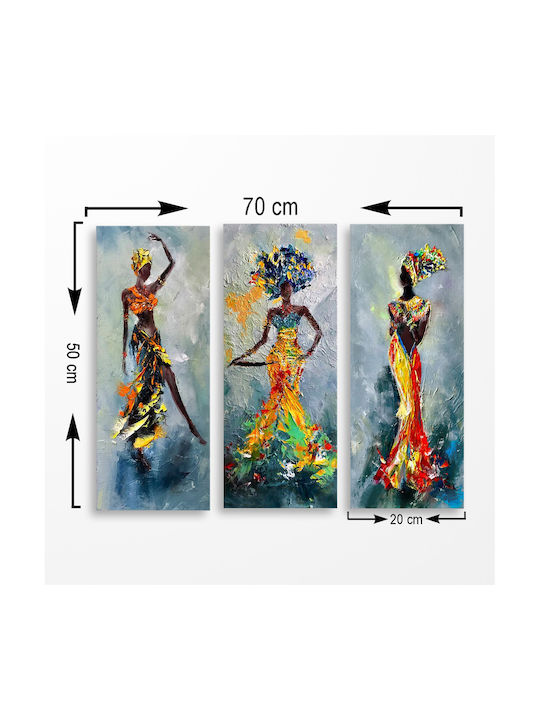 HomeMarkt African Τρίπτυχος Πίνακας Ξύλινος 60x50cm