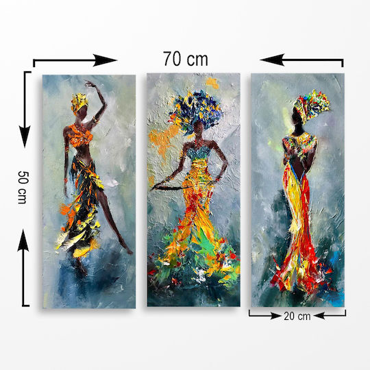 HomeMarkt African Τρίπτυχος Πίνακας Ξύλινος 60x50cm