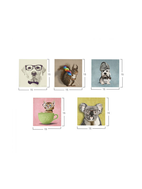 HomeMarkt Clever Pets Fivefold Painting Wooden 75x15cm