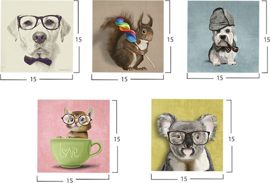 HomeMarkt Clever Pets Fivefold Painting Wooden 75x15cm