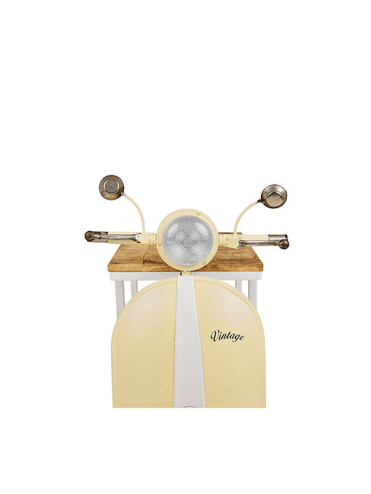 Ορθογώνιο Βοηθητικό Τραπεζάκι Mini Vespa Μεταλλικό Cream Λευκό Φυσικό Μ45xΠ61xΥ88εκ.