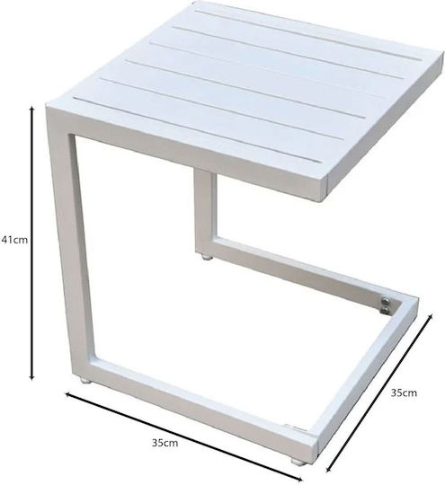 Woodwell Rechteckiger Beistelltisch Corte Metall Weiß M35xL35xH41cm E6727,2