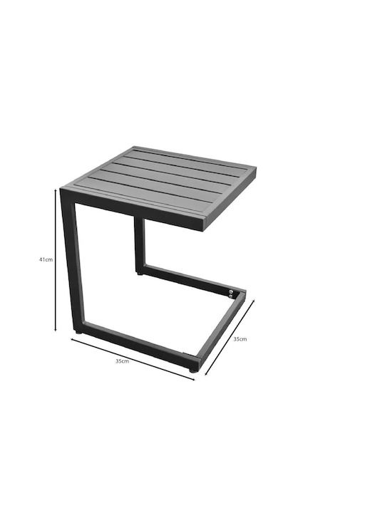 Rectangular Side Coffee Table Corte Metal Black W35xL35xH41cm E6727,1