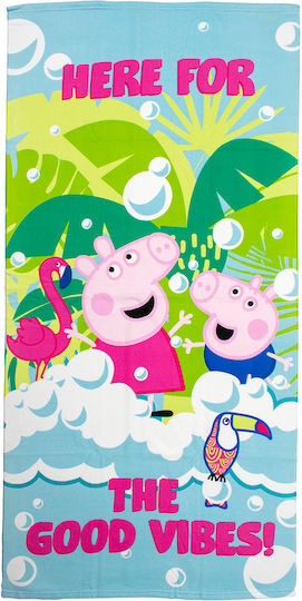 Πετσέτα Θαλάσσης Quick Dry Hasbro Peppa Pig 12 70x140 Digital Print Green 100% Microfiber