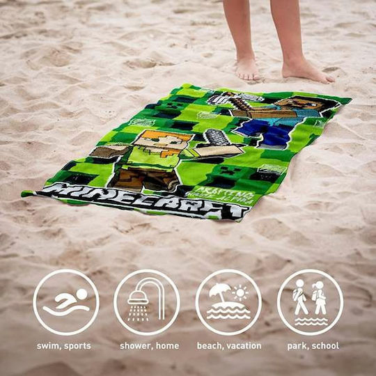 Minecraft Kids Beach Towel Green 140x70cm