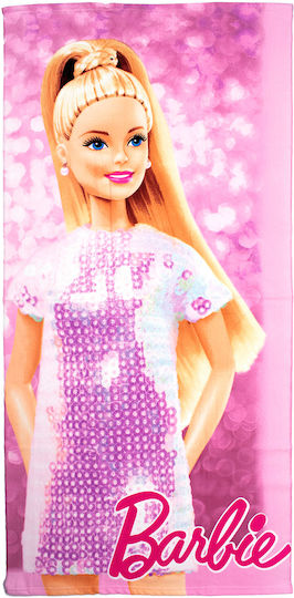 Quick Dry Beach Towel Mattel Barbie 85 70x140 Digital Print Pink 100% Microfiber