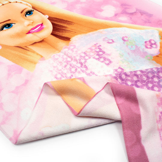 Quick Dry Beach Towel Mattel Barbie 85 70x140 Digital Print Pink 100% Microfiber
