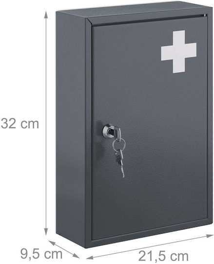 Relaxdays Metal First Aid Cabinet Wall-Mounted with Lock