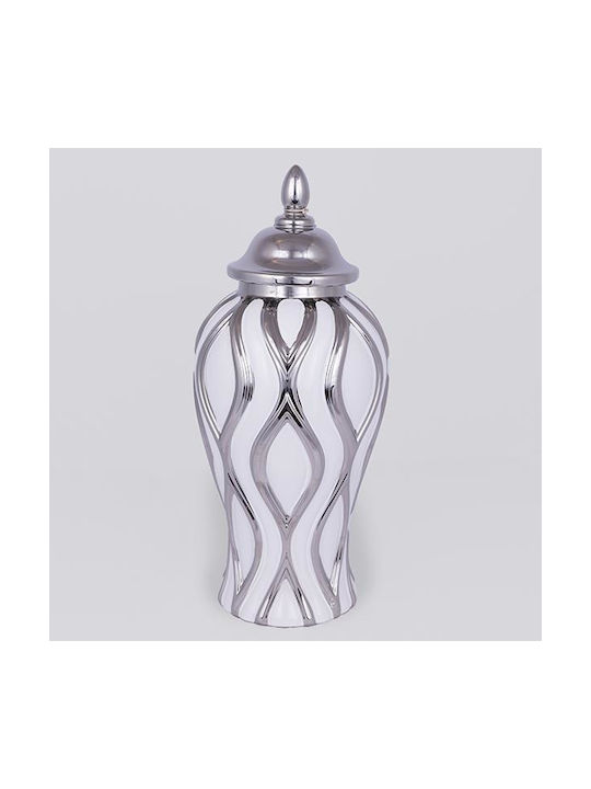 Estheti Home Ceramic Vase White Silver Φ18.8x42.6cm 752-20346