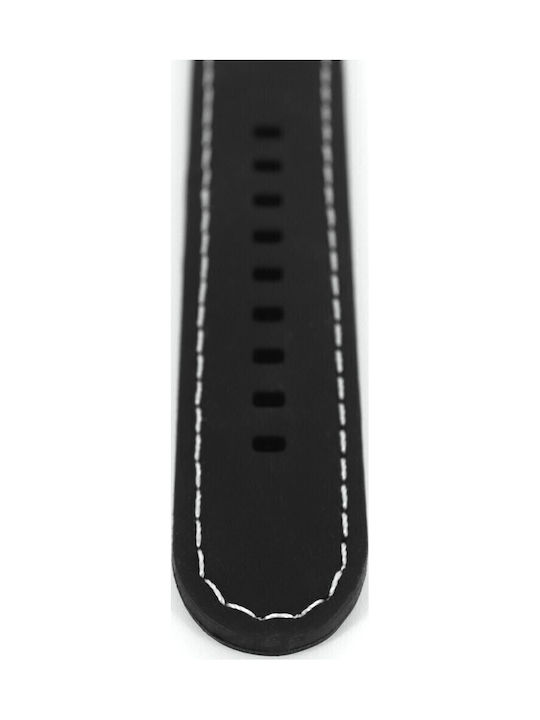 Tzevelion Rubber Strap Black with White Stitching 22mm