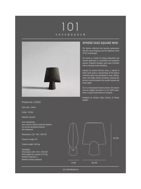 101 Copenhagen Decorative Vase Black 25x9x21cm